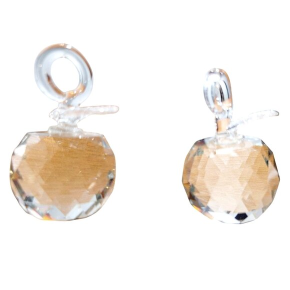 Vintage Swarovski Crystal Apple Ornaments Suncatchers Clear Faceted 2-Piece Set - Picture 2 of 5
